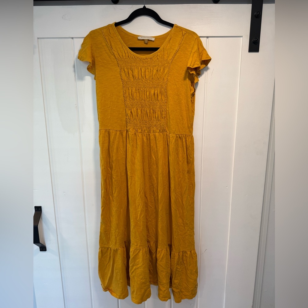 DownEast Mustard Smocked Dress